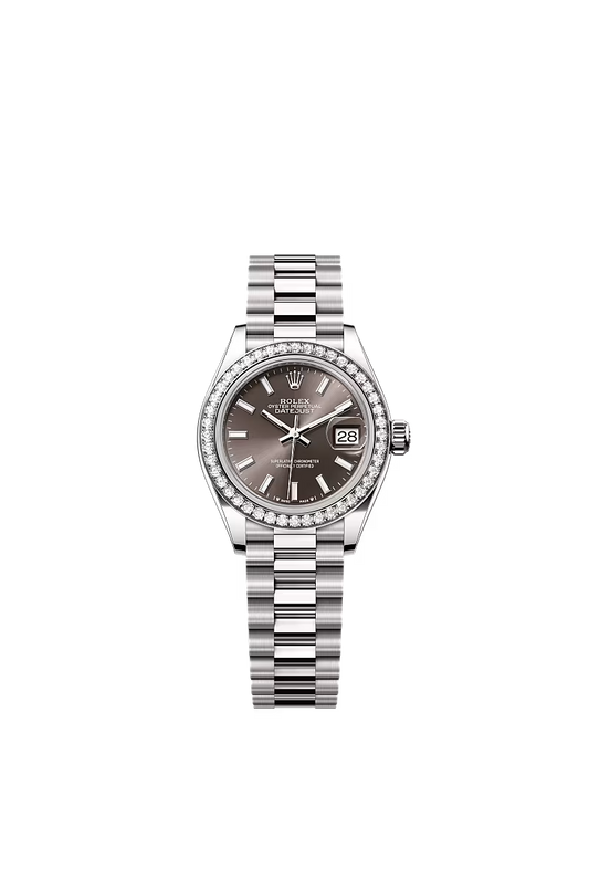 Ladies’ Rolex Lady-Datejust 279139RBR Dark Grey Dial 18kt White Gold Diamond Watch - Zeuskicks