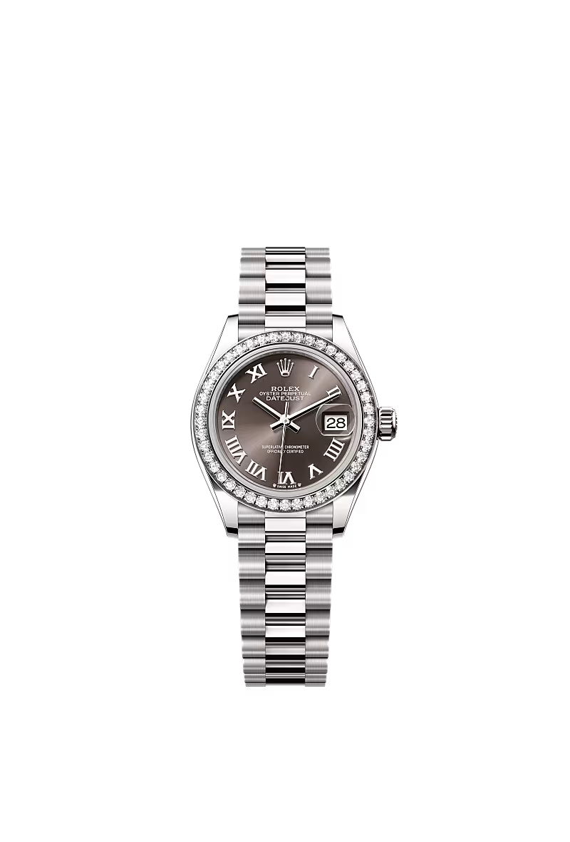 Ladies’ Rolex Lady-Datejust 279139RBR Dark Grey Dial 18kt White Gold Diamond Watch - Zeuskicks
