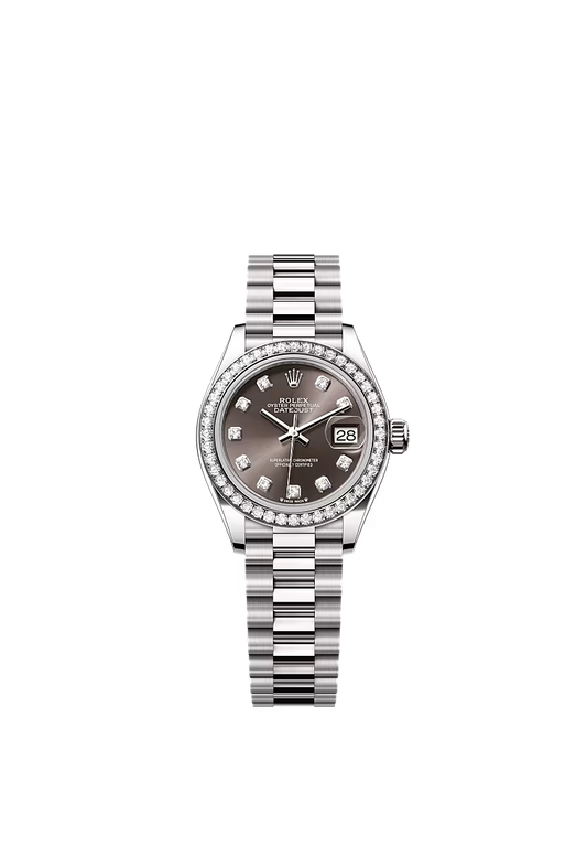 Ladies’ Rolex Lady-Datejust 279139RBR Dark Grey Diamond Dial 18kt White Gold Watch - Zeuskicks