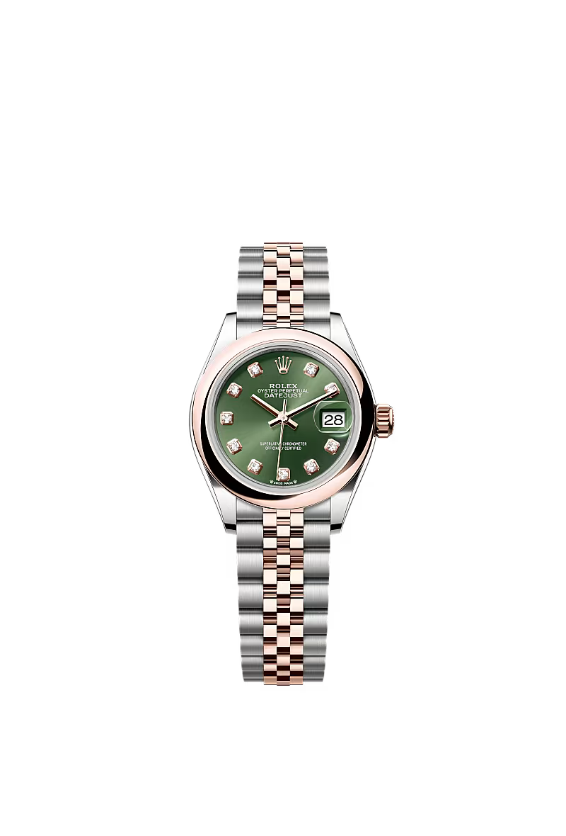 Ladies’ Rolex Lady-Datejust 28 Ref. 279161 Olive Green Diamond Dial Automatic Watch with Jubilee Bracelet