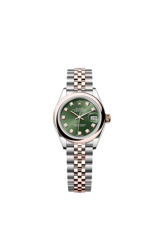 Ladies’ Rolex Lady-Datejust 28 Ref. 279161 Olive Green Diamond Dial Automatic Watch with Jubilee Bracelet