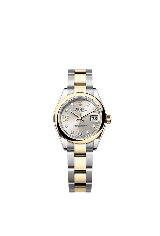 Women’s Rolex Lady-Datejust 279163 28mm Yellow Rolesor Silver Diamond Dial Watch - Zeuskicks