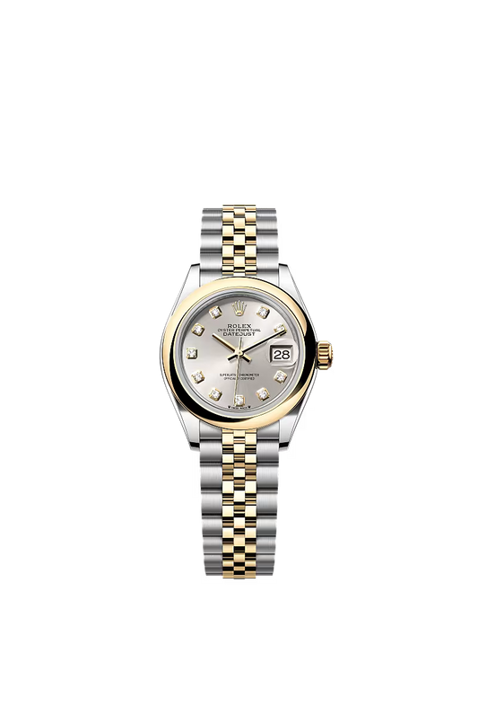 Women’s Rolex Lady-Datejust 279163 28mm Yellow Rolesor Silver Dial Diamond-Set Watch - Zeuskicks