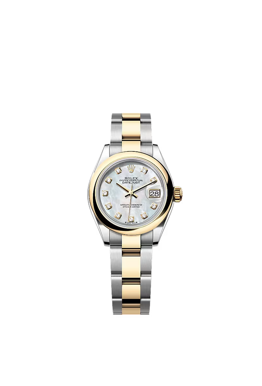 Women’s Rolex Lady-Datejust 279163 28mm Yellow Rolesor White Mother-of-Pearl Diamond Dial Watch - Zeuskicks