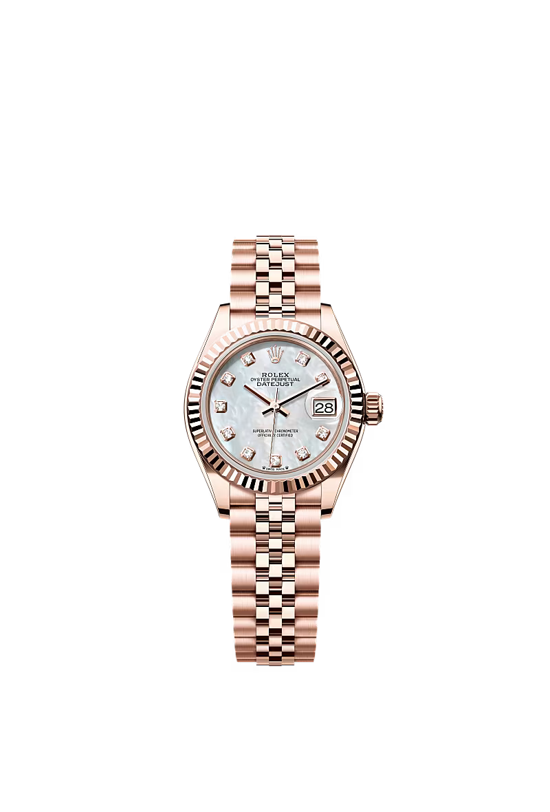 Women’s Rolex Lady-Datejust 28 mm Everose Gold – White Mother-of-Pearl Diamond-Set Dial with Jubilee Bracelet, Reference 279175 - Zeuskicks