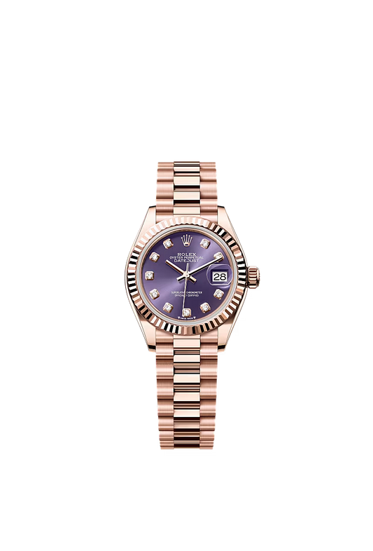 Women’s Rolex Lady-Datejust 28 mm Everose Gold – Aubergine Diamond Dial, Reference 279175 - Zeuskicks