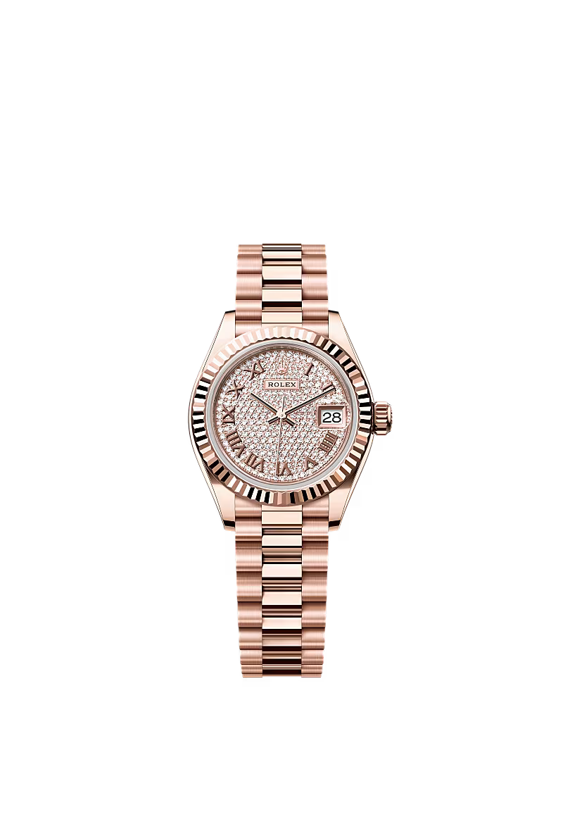 Women’s Rolex Lady-Datejust 28 mm Everose Gold – Diamond-Paved Dial, Reference 279175 - Zeuskicks