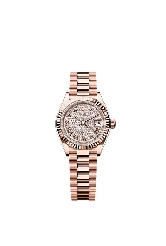 Women’s Rolex Lady-Datejust 28 mm Everose Gold – Diamond-Paved Dial, Reference 279175 - Zeuskicks