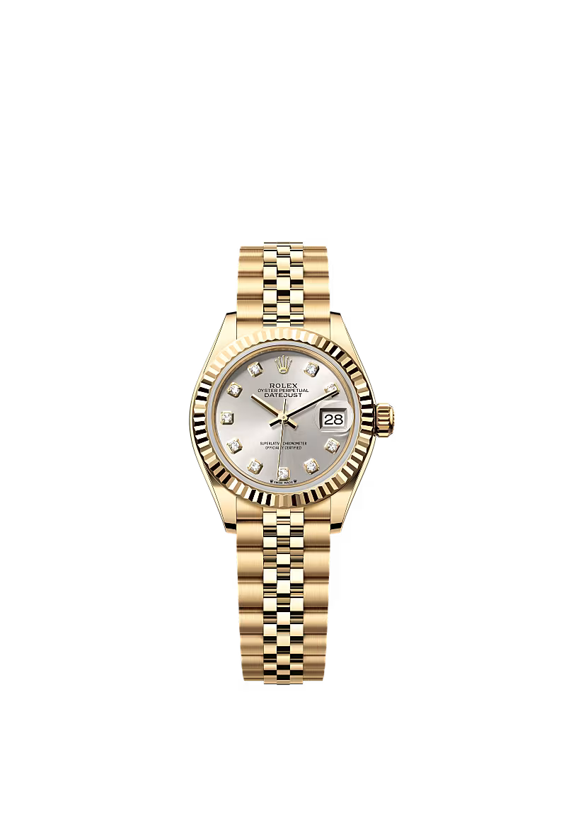 Ladies’ Rolex Lady-Datejust 28mm 279178 Silver Diamond Dial 18kt Yellow Gold Watch - Zeuskicks