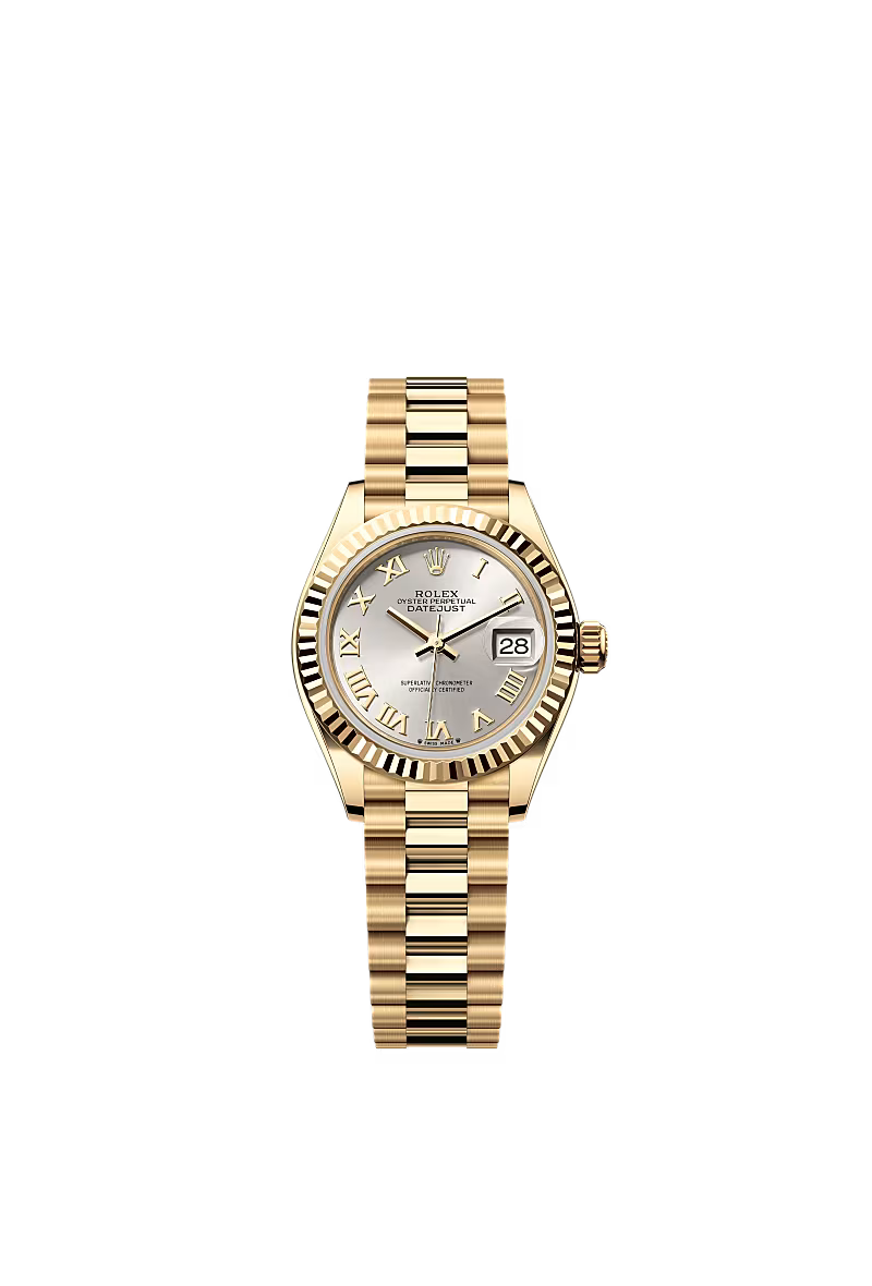 Ladies’ Rolex Lady-Datejust 28 mm Yellow Gold Watch – Silver Dial - Zeuskicks