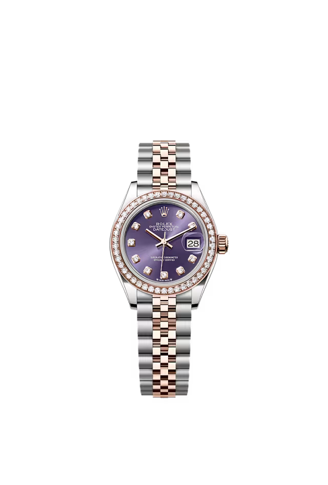 Women’s Rolex Lady-Datejust 279381RBR 28mm Oystersteel & Everose Gold with Diamonds Aubergine Dial - Zeuskicks