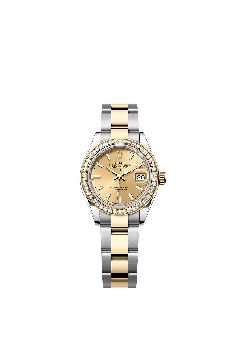 Ladies’ Rolex Lady-Datejust 28 mm Oystersteel & Yellow Gold – 279383RBR – Champagne Dial with Diamond Bezel - Zeuskicks