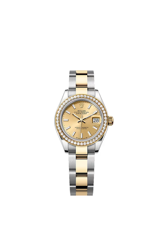 Ladies’ Rolex Lady-Datejust 28 mm Oystersteel & Yellow Gold – 279383RBR – Champagne Dial with Diamond Bezel - Zeuskicks
