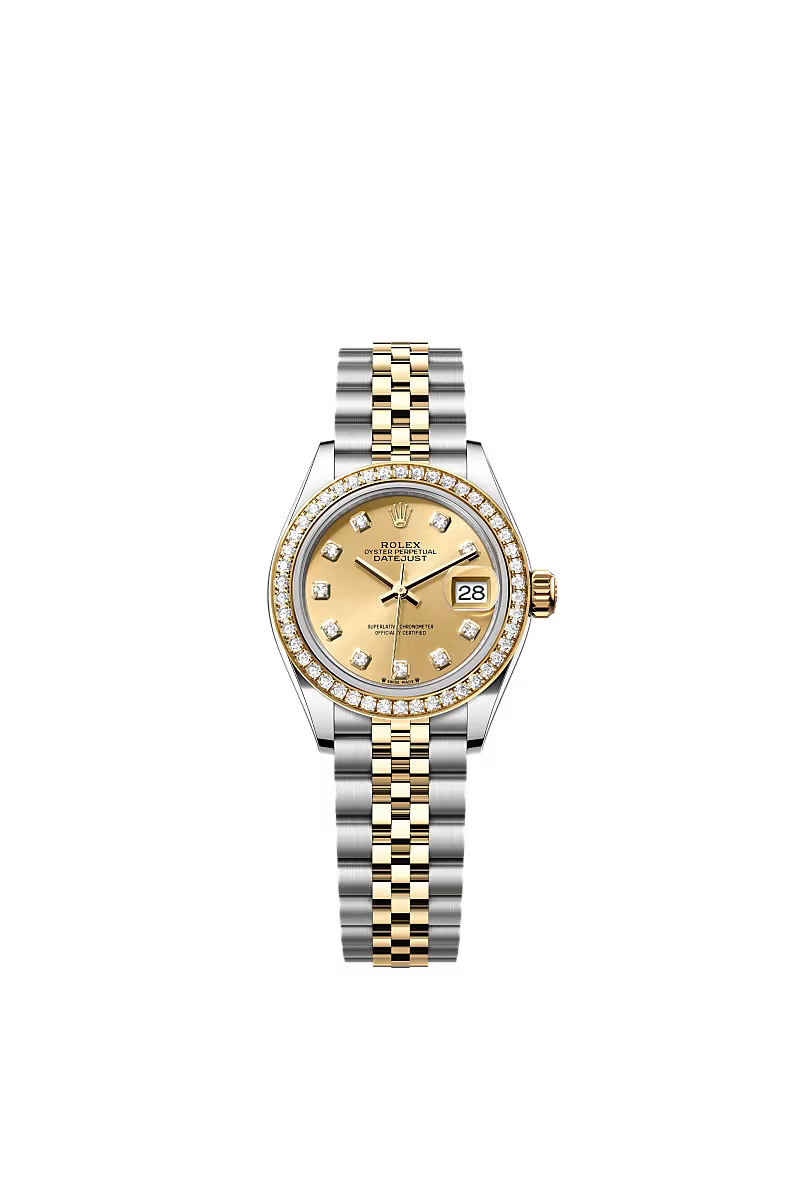 Ladies’ Rolex Lady-Datejust 28 mm Oystersteel & Yellow Gold – 279383RBR – Champagne Dial with Diamond Bezel - Zeuskicks