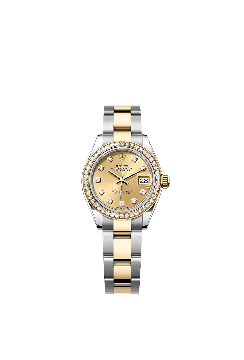 Ladies’ Rolex Lady-Datejust 28 mm Oystersteel & Yellow Gold – 279383RBR – Champagne Dial with Diamond Bezel - Zeuskicks