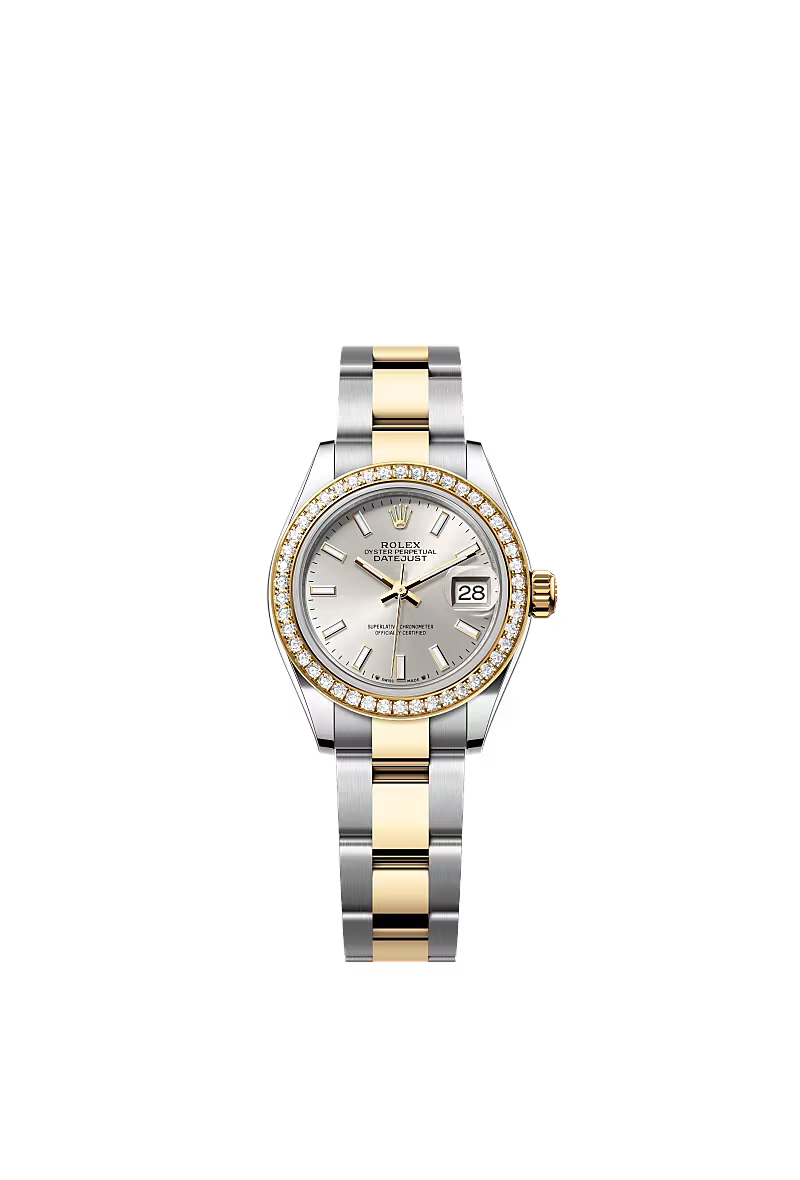 Ladies’ Rolex Lady-Datejust 28 mm Oystersteel & Yellow Gold – 279383RBR – Silver Dial with Diamond Bezel - Zeuskicks