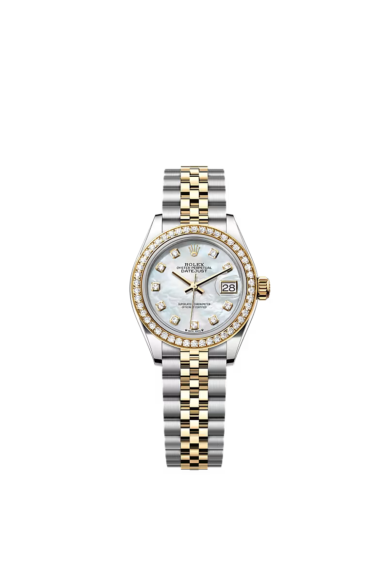 Ladies’ Rolex Lady-Datejust 28 mm Oystersteel & Yellow Gold – 279383RBR – White Mother-of-Pearl Dial with Diamonds - Zeuskicks