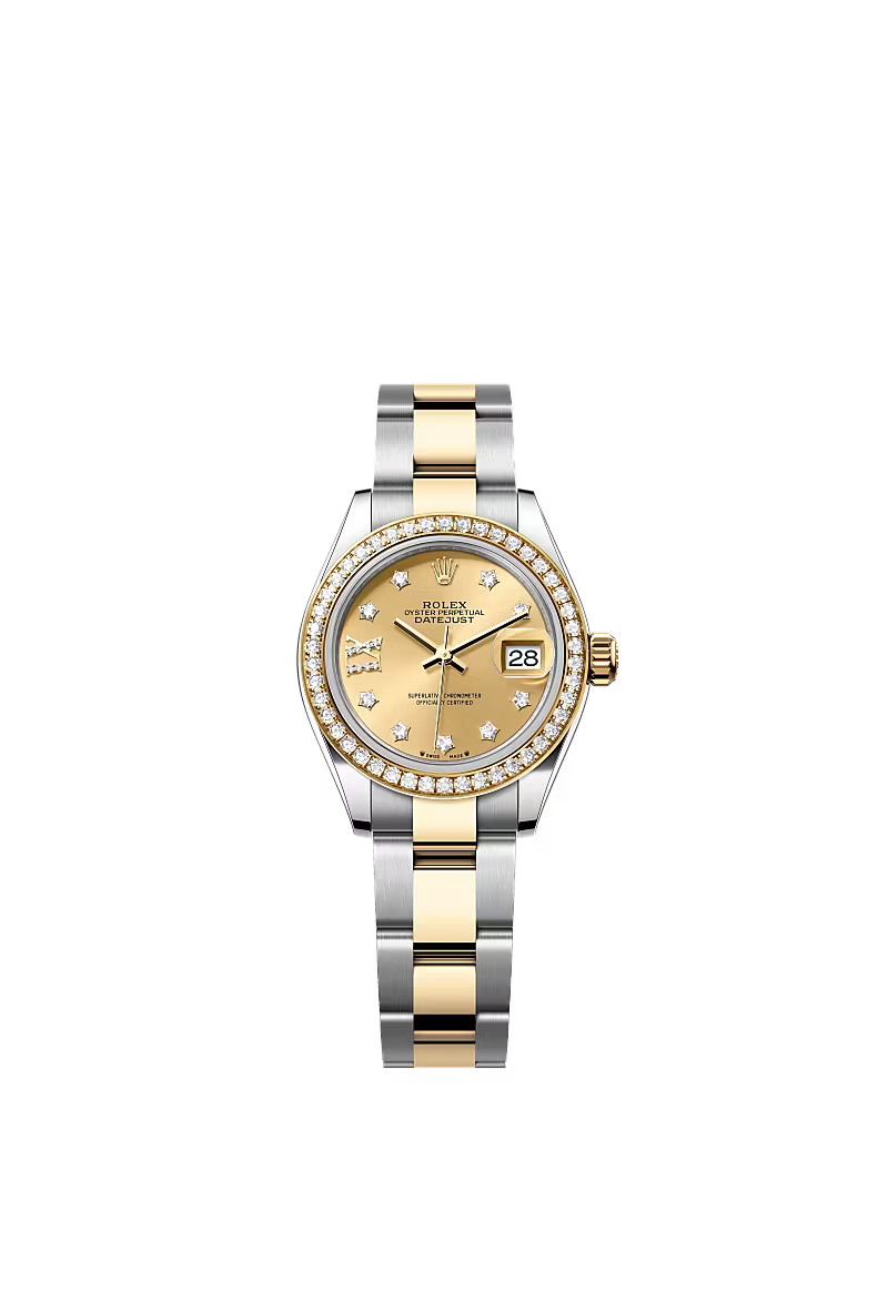 Ladies’ Rolex Lady-Datejust 28 mm Oystersteel & Yellow Gold – 279383RBR – Champagne Dial with Diamond Bezel - Zeuskicks