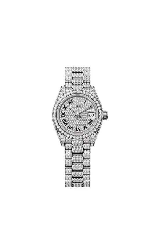 Women’s Rolex Lady-Datejust 28 mm White Gold & Diamond Watch – Diamond Dial & Bracelet - Zeuskicks