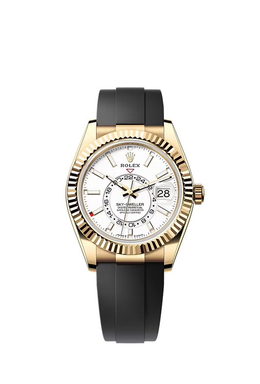 Men’s Rolex Sky-Dweller 42 mm Oysterflex 18 kt Watch – Intense White Dial (Reference 336238) - Zeuskicks