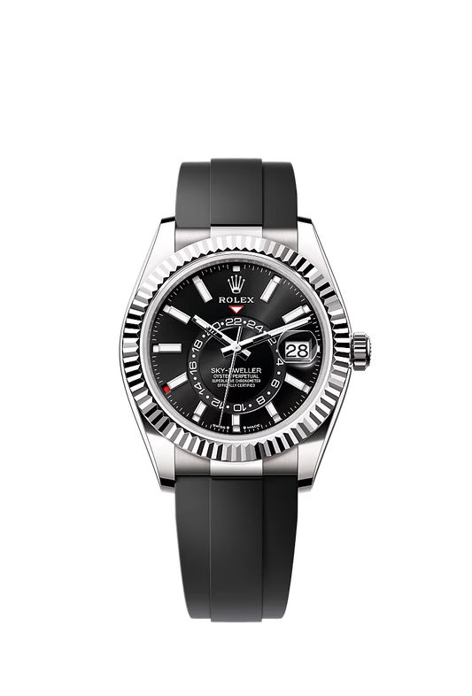 Men’s Rolex Sky-Dweller 42 mm White Gold Automatic Watch – Bright Black Dial - Zeuskicks