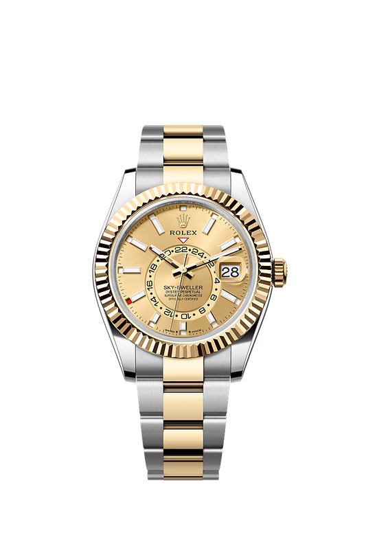Men’s Rolex Sky-Dweller 42 mm Oystersteel Watch – Champagne Dial (Reference 336933) - Zeuskicks