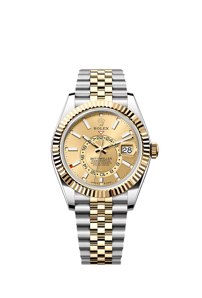 Men’s Rolex Sky-Dweller 42 mm Jubilee Oystersteel & Yellow Gold Automatic Watch – Champagne Dial (Reference 336933) - Zeuskicks
