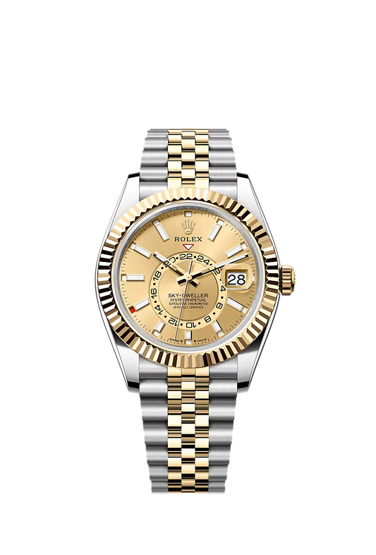 Men’s Rolex Sky-Dweller 42 mm Jubilee Oystersteel & Yellow Gold Automatic Watch – Champagne Dial (Reference 336933) - Zeuskicks
