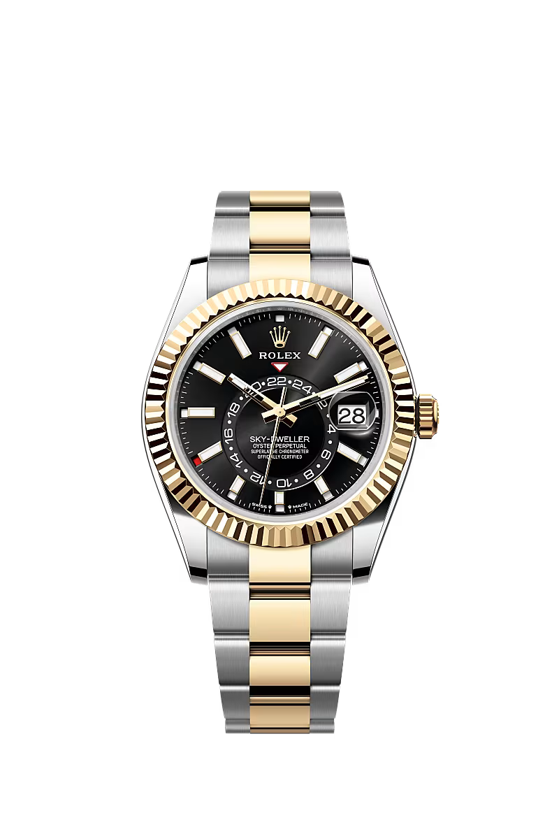 Men’s Rolex Sky-Dweller 42 mm Oystersteel Watch – Bright Black Dial (Reference 336933) - Zeuskicks