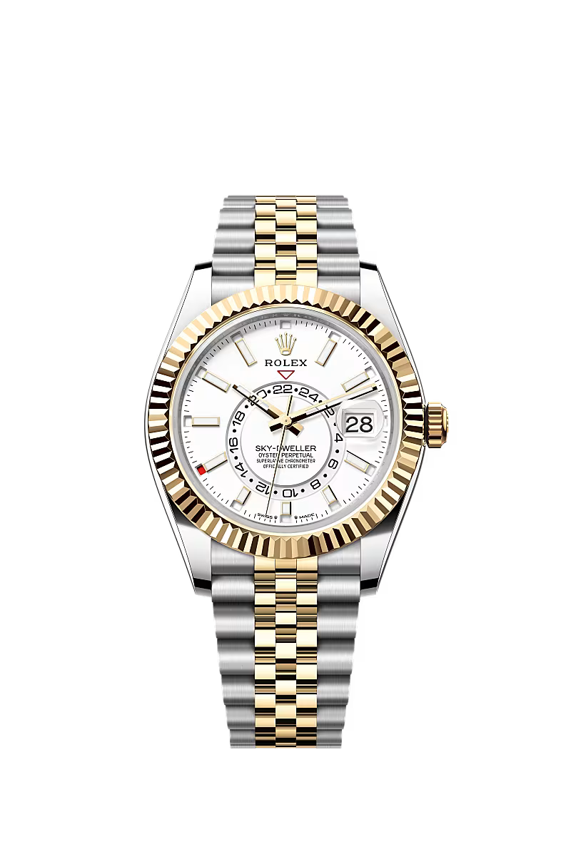 Men’s Rolex Sky-Dweller 42 mm Jubilee Oystersteel Watch – Intense White Dial (Reference 336933) - Zeuskicks