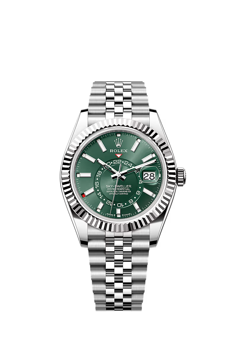 Men’s Rolex Sky-Dweller 42 mm Oystersteel Watch – Mint Green Dial (Reference 336934) - Zeuskicks