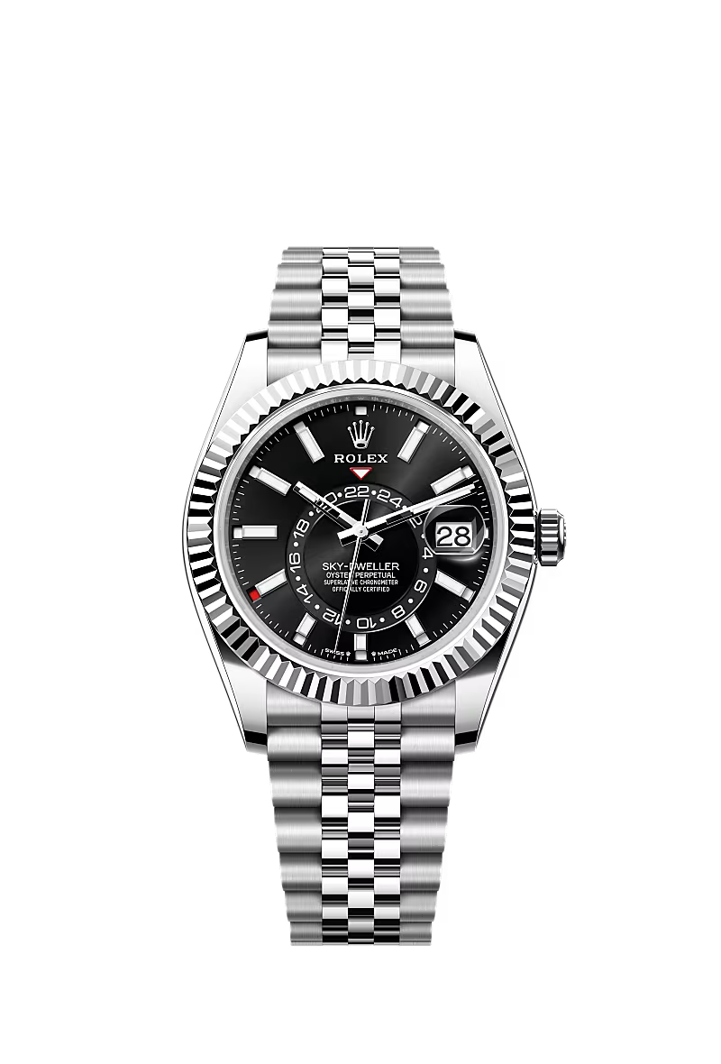 Men’s Rolex Sky-Dweller 42 mm Oystersteel Watch – Bright Black Dial (Reference 336934) - Zeuskicks