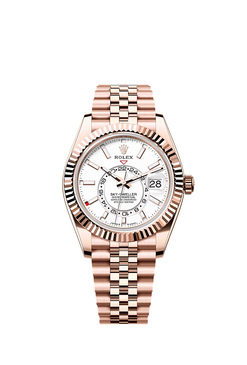 Men’s Rolex Sky-Dweller 42 mm Everose Gold Automatic Watch – Intense White Dial - Zeuskicks