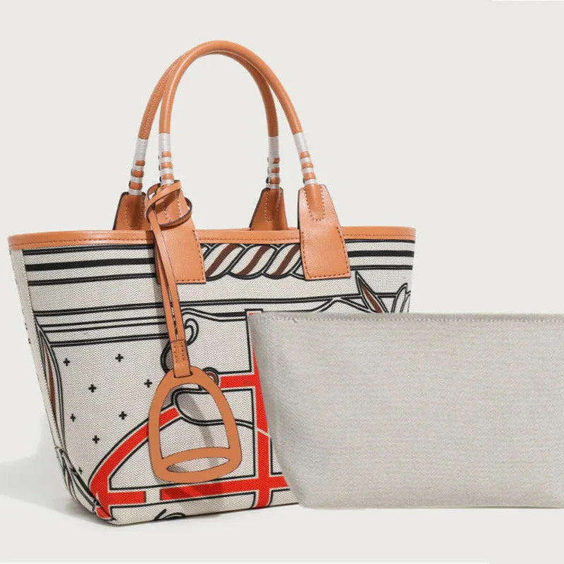 Hermès Steeple Tote – Stella Small Canvas & Horse Beige Leather