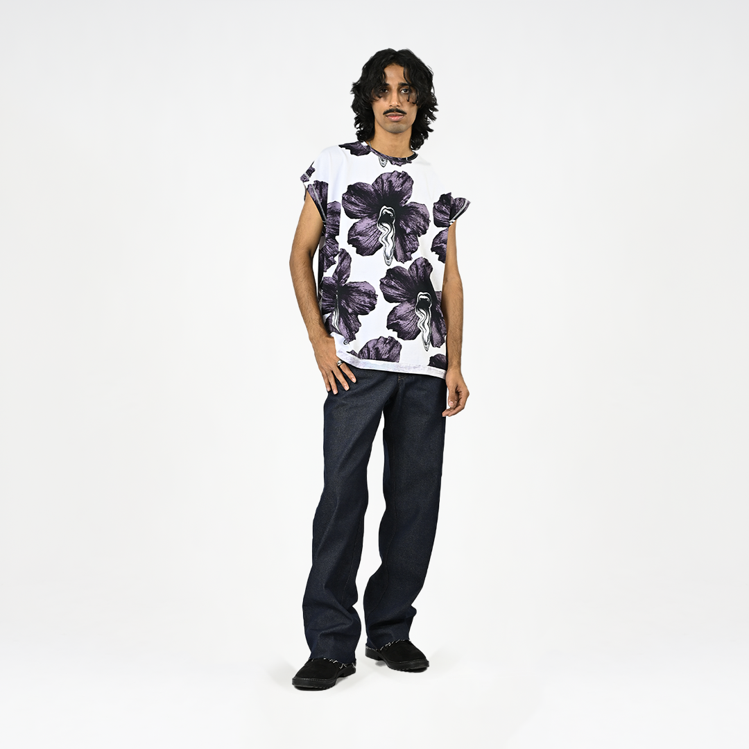 Tongue-printed cotton sleeveless top (Men's) by HUEMN