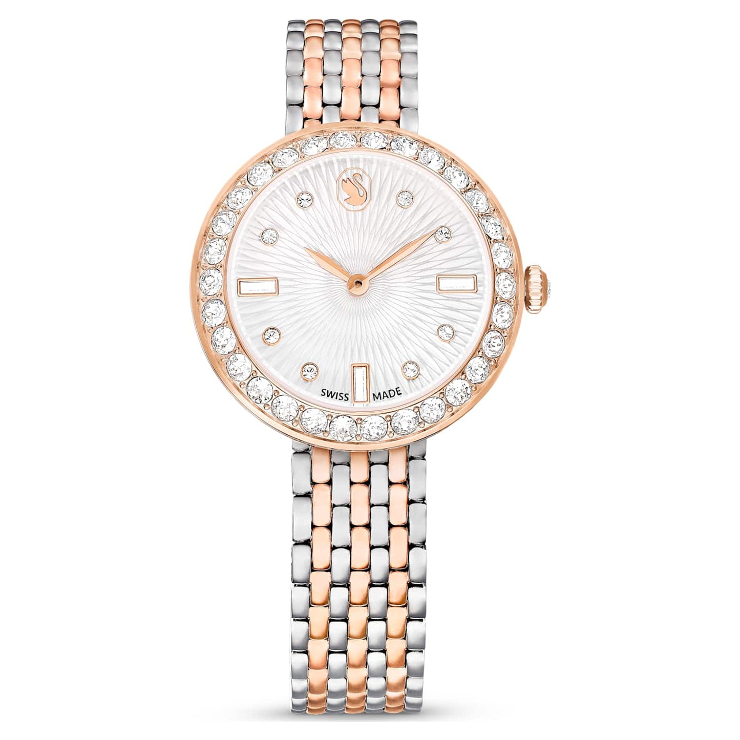 Matrix tennis 7-link watch, Swiss Made, Metal bracelet, Rose gold tone, Mixed metal finish