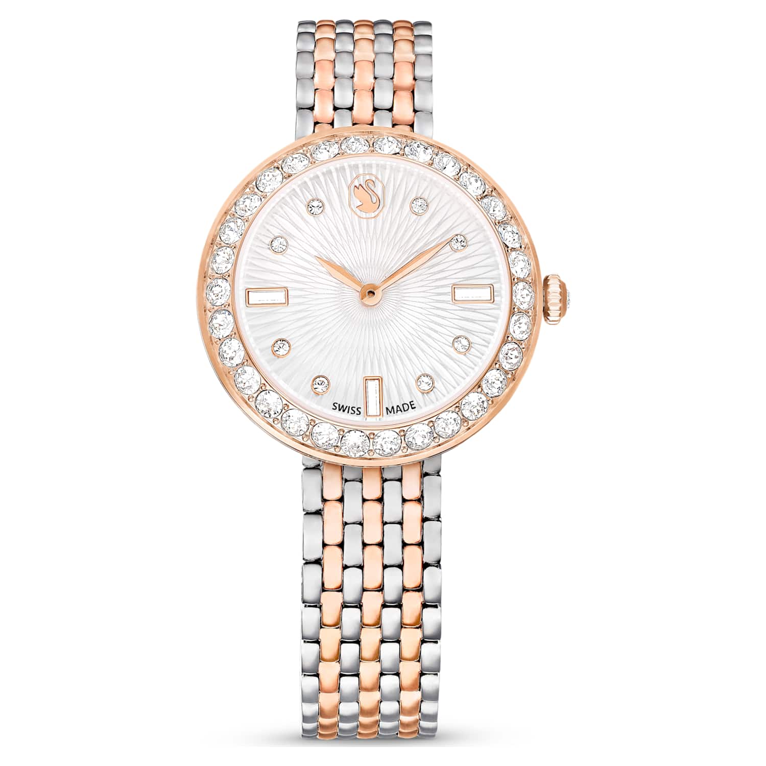 Matrix tennis 7-link watch, Swiss Made, Metal bracelet, Rose gold tone, Mixed metal finish