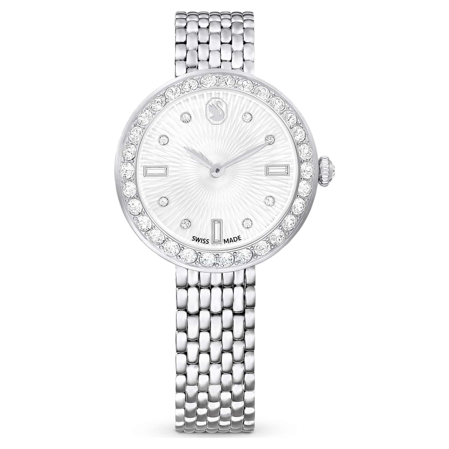 Swarovski Matrix tennis 7-link watch, Swiss Made, Metal bracelet, Silver tone, Stainless steel — product photo (5673022)