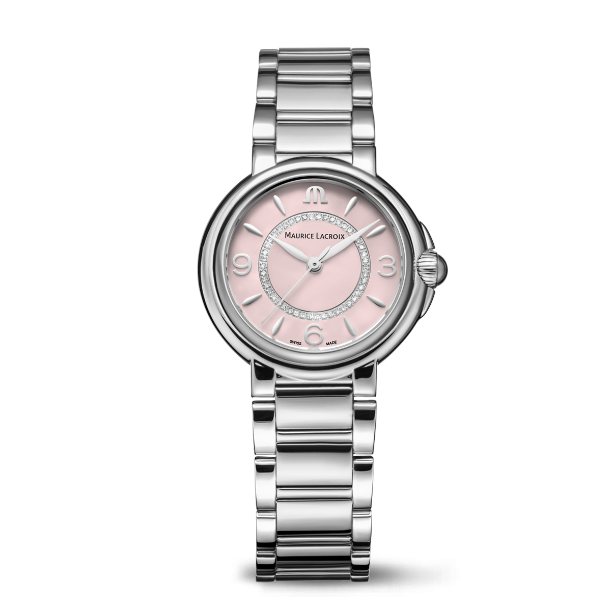 Maurice Lacroix FIABA Colours FA1104-SS002-F20-1 stainless steel watch with pink diamond dial