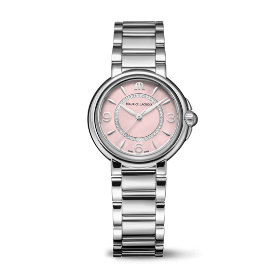 Maurice Lacroix FIABA Colours FA1104-SS002-F20-1 stainless steel watch with pink diamond dial