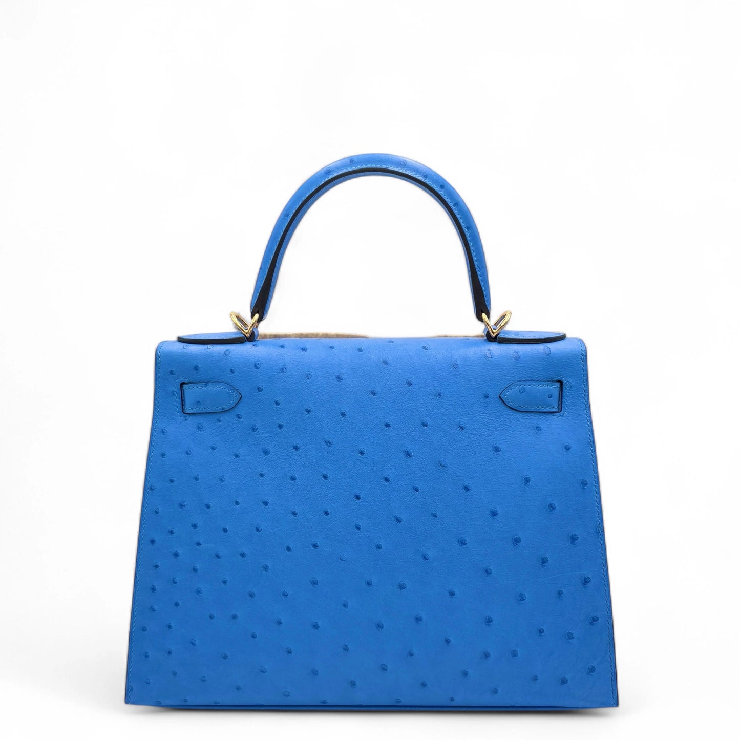 Hermès Kelly 28 – O7 Bleuet Ostrich with Gold Hardware - Zeuskicks