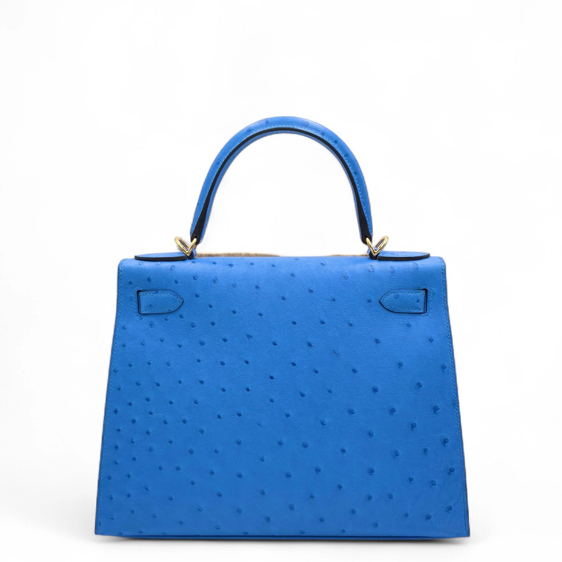 Hermès Kelly 28 – O7 Bleuet Ostrich with Gold Hardware - Zeuskicks