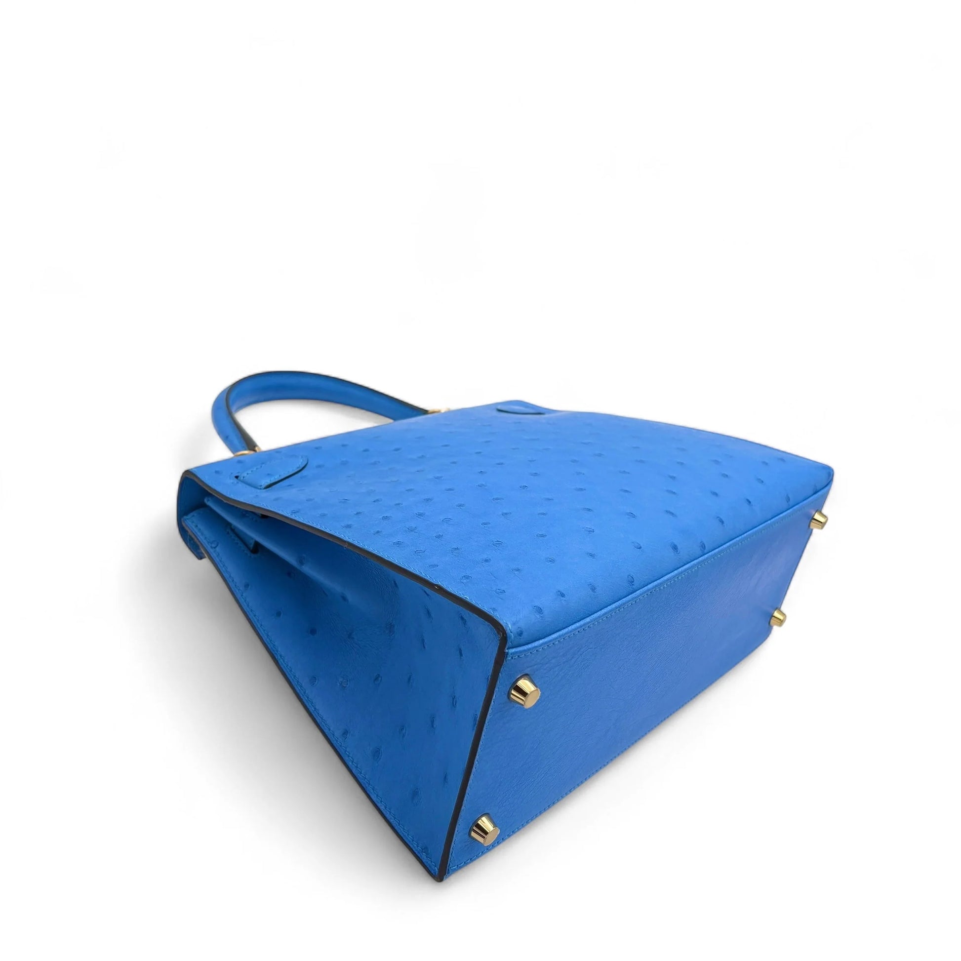 Hermès Kelly 28 – O7 Bleuet Ostrich with Gold Hardware - Zeuskicks