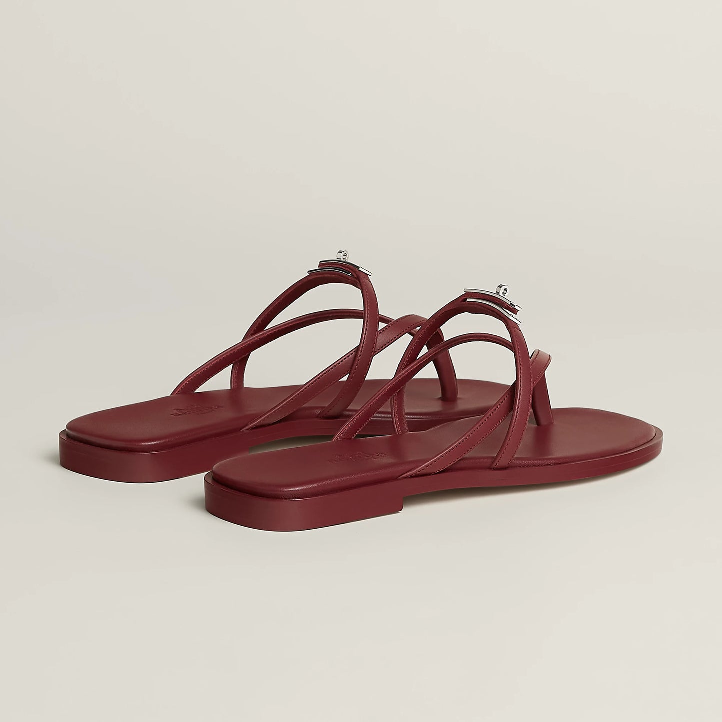Hermès Miss Sandals – H Red Lambskin with Palladium Buckle
