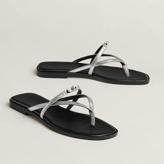 Hermes Miss Sandal — Metallic Goatskin with Mini Kelly Buckle - Zeuskicks
