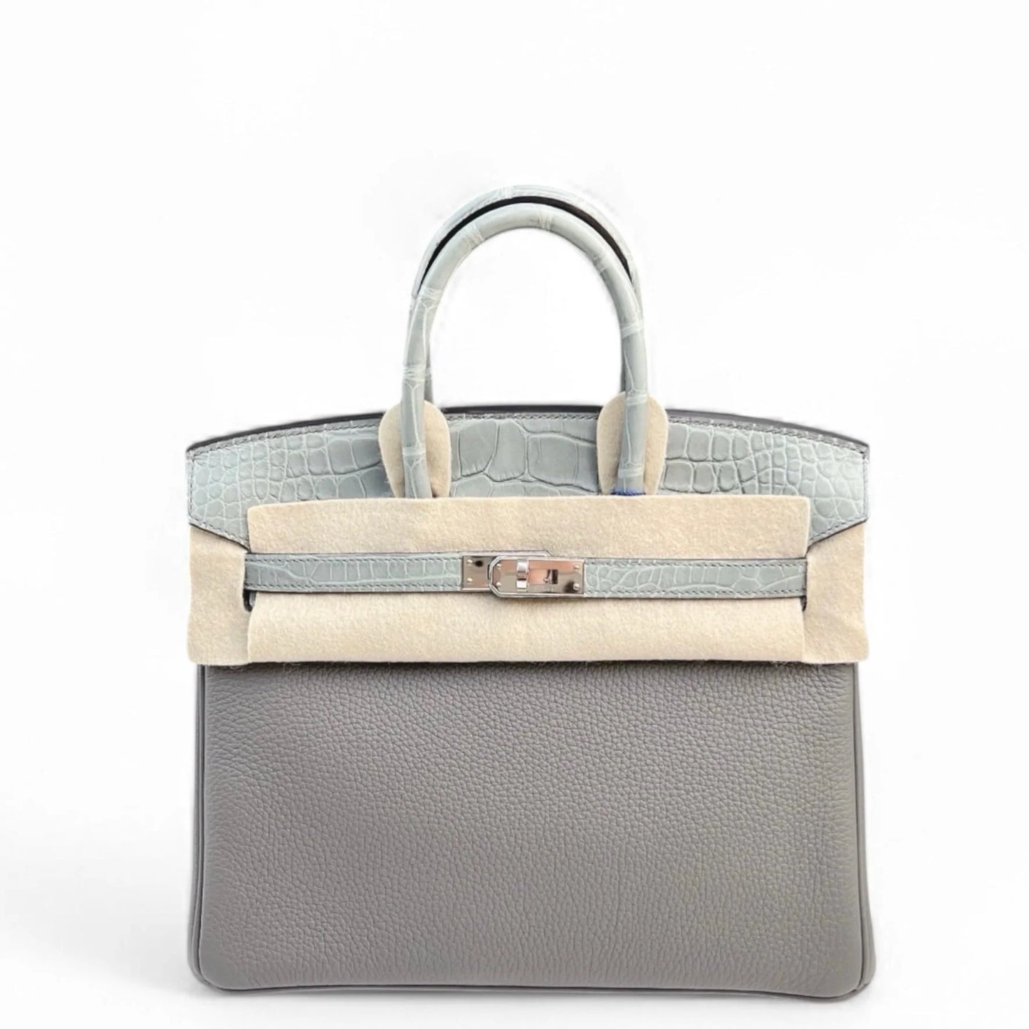 Hermès Birkin 25 Touch – Gris Meyer/Ciment {Togo & Alligator Mat}