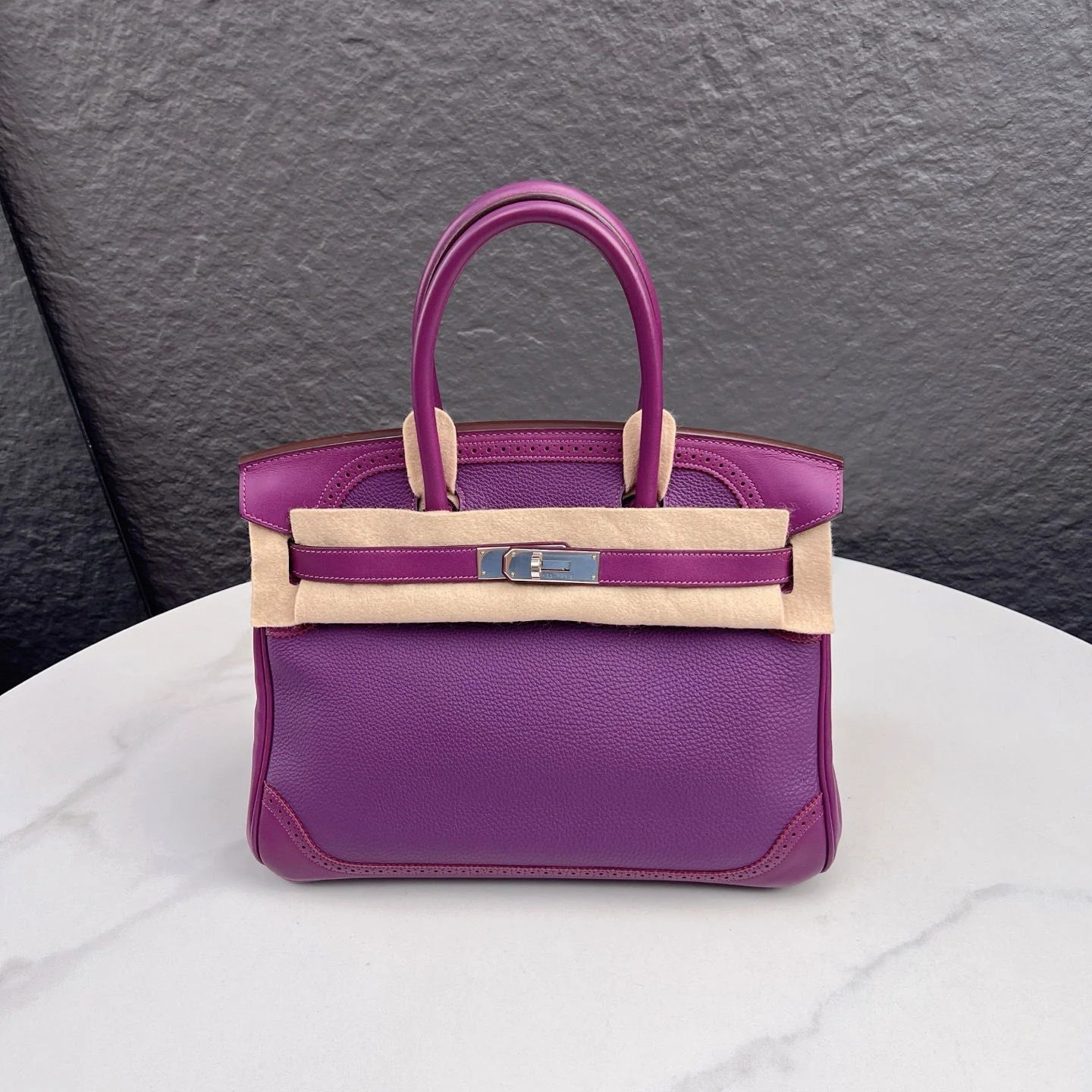 Hermès Birkin 30 – Lace Design in Anemone Purple Togo Leather (2014, Silver Hardware)