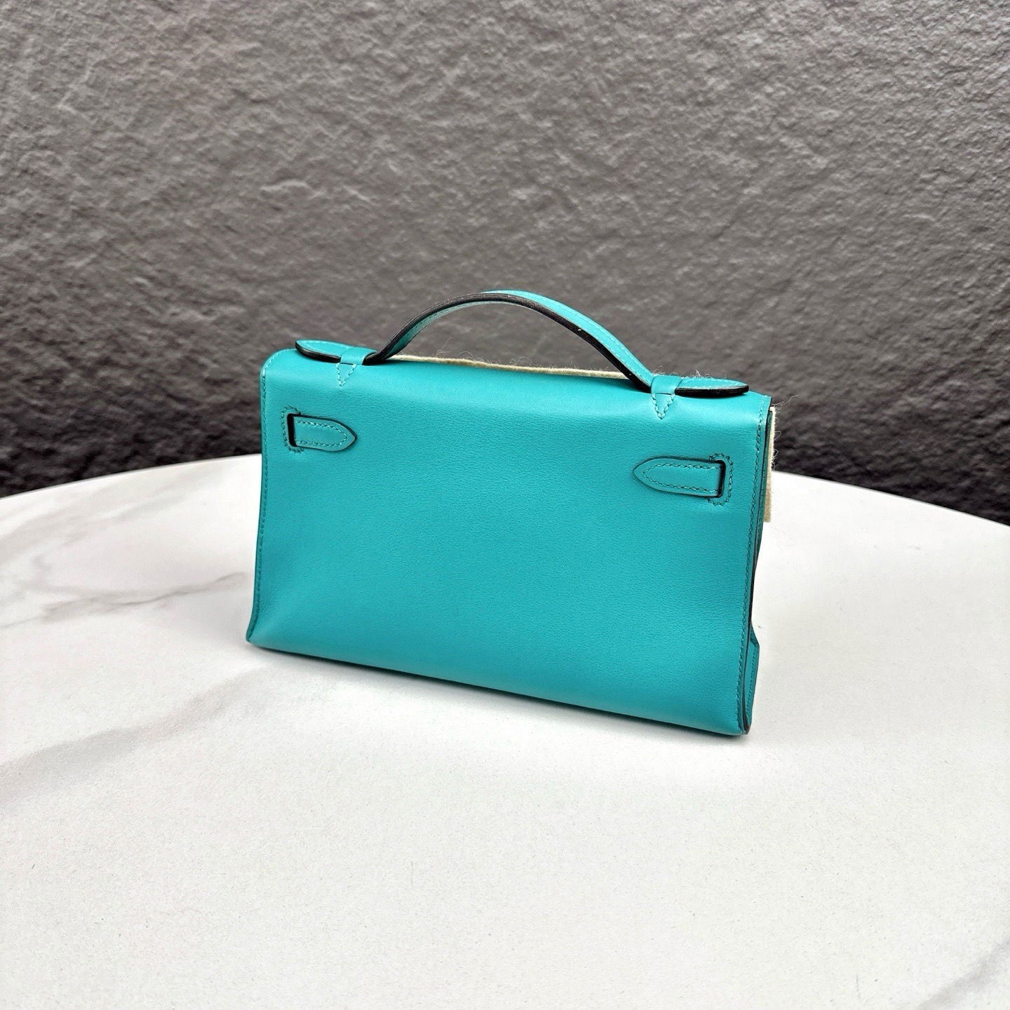 Hermès Kelly Pochette Swift 7F Bleu Paon