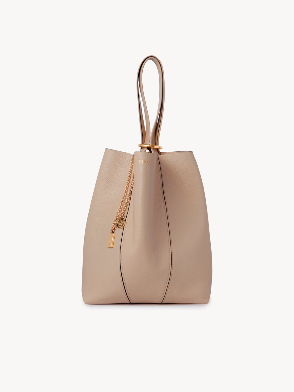 CHLOE Spin tote bag in grained leather Boyish Brown by CHLOE