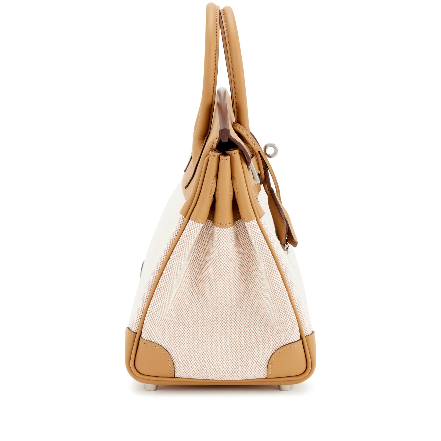 Hermès Birkin 25 – Biscuit Swift & Ecru Toile with Palladium Hardware